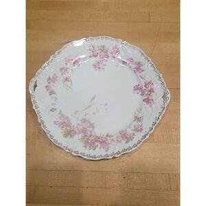 Antique CT Altwasser Germany Porcelain Platter Pink Floral Gold Gilt Tray 11.5 i